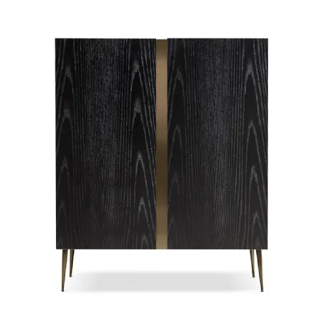 Madia Alta a due ante in legno, diviste da una fascia decorativa in metallo City Cabinet di Cantori