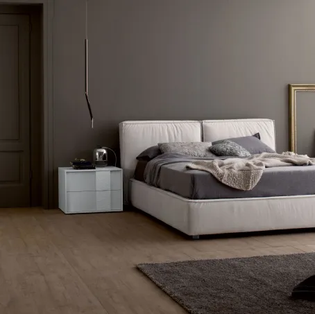 Letto in tessuto imbottito con testiera e box contenitore Beauty Spagnol Mobili